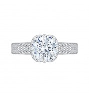 Shah Luxury 14K White Gold Round Diamond Engagement Ring (Semi-Mount)