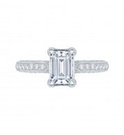 Shah Luxury 14K White Gold Emerald Diamond Engagement Ring (Semi-Mount)
