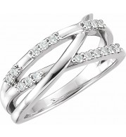 14K White 1/4 CTW Diamond Criss-Cross Ring