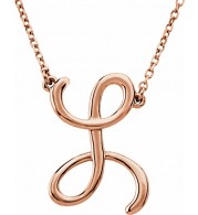 14K Rose Script Initial L 16 Necklace