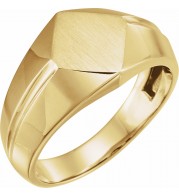 14K Yellow 12x11 mm Rectangle Signet Ring