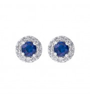 Gems One 10Kt White Gold Diamond (1/6Ctw) & Sapphire (1/3 Ctw) Earring