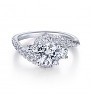 Gabriel & Co. 14k White Gold Contemporary 3 Stone Engagement Ring