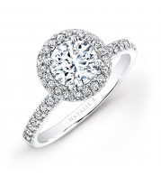 18k White Gold Pave Halo Diamond Engagement Ring