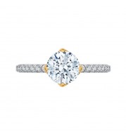 Shah Luxury 14K Two-Tone Gold Round Diamond Floral Engagement Ring (Semi-Mount)