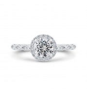 Shah Luxury 14K Two-Tone Gold Diamond Halo Engagement Ring (Semi-Mount)