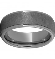 Rugged Tungsten  8mm Flat Grooved Edge Band with Sentinel Finish