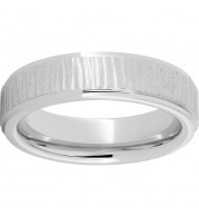 Serinium Flat Band with Grooved Edges and Bark Finish