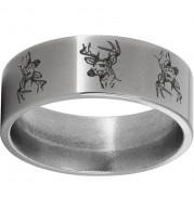 Titanium Flat Band with Deerhead Laser Engraving
