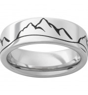 Serinium Pipe Cut Band with Mountain Range Laser Engraving