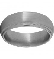 Titanium Domed Grooved Edge Band with Satin Finish