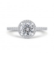 Shah Luxury Round Diamond Halo Engagement Ring In 14K White Gold (Semi-Mount)