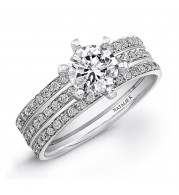 14k White Gold Micro Prong Split Shank Diamond Semi Mount Engagement Ring