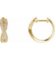 14K Yellow 1/5 CTW Diamond Infinity-Inspired Hoop Earrings