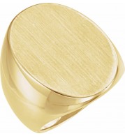 14K Yellow 27x19 mm Oval Signet Ring