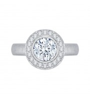 Shah Luxury 14K White Gold Round Diamond Halo Engagement Ring (Semi-Mount)