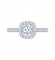 Shah Luxury 14K White Gold Cushion Halo Diamond Engagement Ring (Semi-Mount)