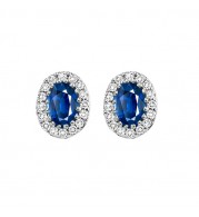 Gems One 14Kt White Gold Diamond (1/5Ctw) & Sapphire (7/8 Ctw) Earring