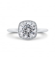 Shah Luxury 14K White Gold Diamond Halo Engagement Ring (Semi-Mount)