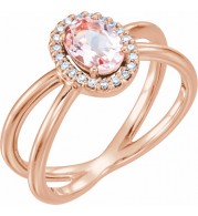 14K Rose Morganite & .08 CTW Diamond Ring