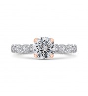 Shah Luxury 14K Two-Tone Gold Round Diamond Engagement Ring (Semi-Mount)