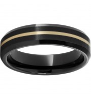 Black Diamond Ceramic Beveled Edge Band with a 1mm 18K Yellow Gold Inlay