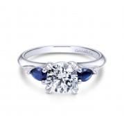 Gabriel & Co. 14k White Gold Contemporary 3 Stone Diamond & Gemstone Engagement Ring