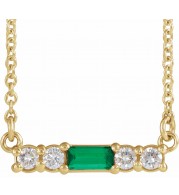 14K Yellow Emerald & 1/5 CTW Diamond 18 Necklace