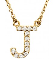 14K Yellow Initial J 1/8 CTW Diamond 16 Necklace