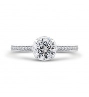 Shah Luxury Round Diamond Engagement Ring In 14K White Gold (Semi-Mount)