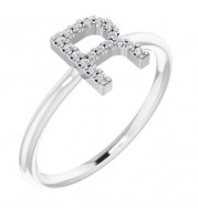 14K White .06 CTW Diamond Initial R Ring