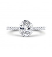 Shah Luxury 14K White Gold Oval Diamond Engagement Ring (Semi-Mount)