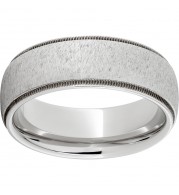 Serinium Domed Band with Milgrain Edge and Grain Finish