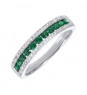 Gems One 14Kt White Gold Diamond (1/8Ctw) & Emerald (1/2 Ctw) Ring