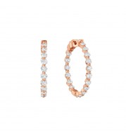 Henri Daussi 18k Rose Gold Diamond Hoop Earrings