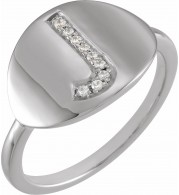 14K White Initial J .05 CTW Diamond Ring