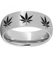 Serinium Domed Band with Cannabis Leaf Laser Engraving
