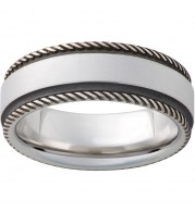 Serinium Rounded Edge Band with Laser Satin Finish and Rope Edges
