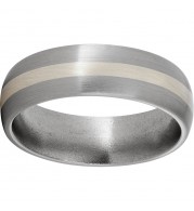 Titanium Domed Band with a 2mm Sterling Silver Inlay and Satin Finish