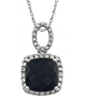 14K White Onyx & .03 CTW Diamond 18 Necklace