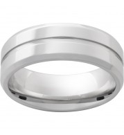 Serinium Beveled Band with One 1mm Groove with a Polish Finish