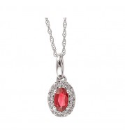 Gems One 10Kt White Gold Diamond (1/10Ctw) & Ruby (1/3 Ctw) Pendant