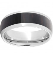 Serinium Domed Band with Exotic Wenge Wood Inlay