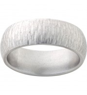 Titanium Domed Band with Bark Finish