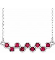 14K White Ruby Bezel-Set Bar 16-18 Necklace