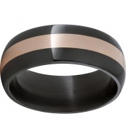 Black Zirconium Domed Band with 14K Rose Gold Inlay