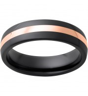 Black Diamond Ceramic Domed Band with a 2mm 14K Rose Gold Inlay