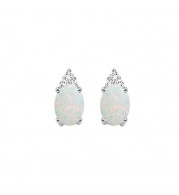 Gems One 10Kt White Gold Diamond (1/20Ctw) & Opal (5/8 Ctw) Earring