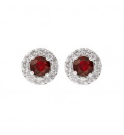 Gems One 10Kt White Gold Diamond (1/6Ctw) & Ruby (1/3 Ctw) Earring
