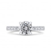 Shah Luxury 14K White Gold Round Diamond Solitaire Plus Engagement Ring  (Semi-Mount)